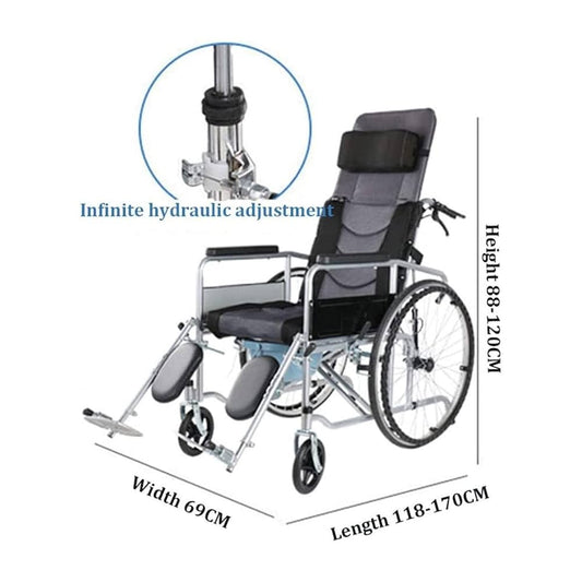 Reclining High Back Wheelchair With Commode