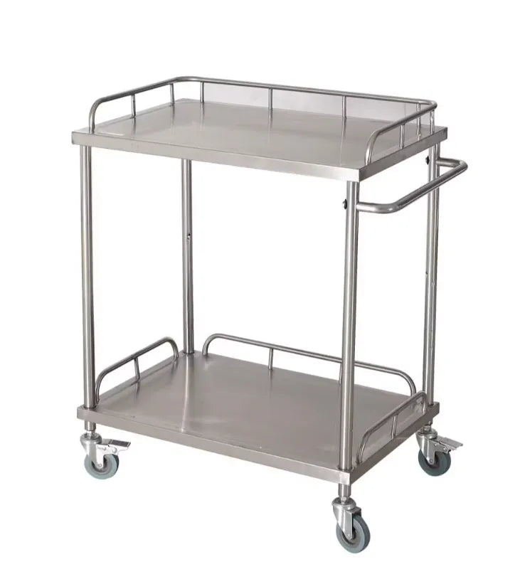 Medical  instrument Trolley (Stainless Steel  ) - 2 shelves Durable & Hygienic Hospital Cart