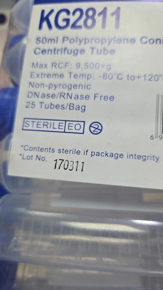 Sterile Centrifuge tubes 50ml (25pax)