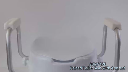 Raised Toilet Seat - Universal Fit with Detachable Armrests and Lid