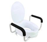 Raised Toilet Seat - Universal Fit with Detachable Armrests and Lid