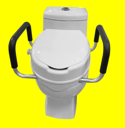 Raised Toilet Seat - Universal Fit with Detachable Armrests and Lid
