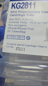 Sterile Centrifuge tubes 50ml (25pax)
